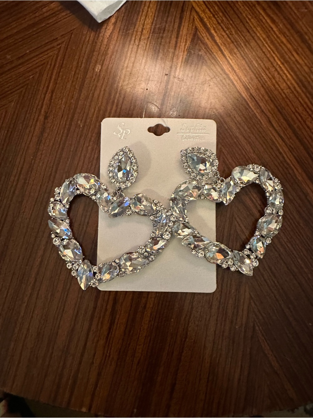 Crystal Heart Drop Earrings - Clear Silver-Tone
